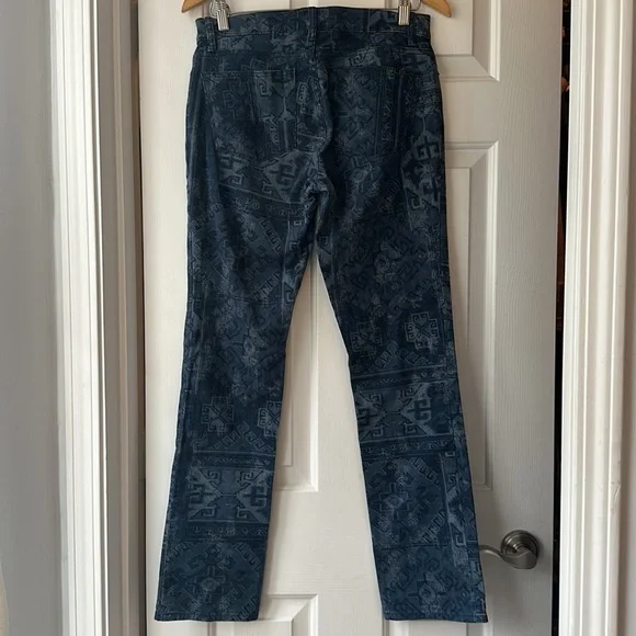 Lauren Ralph Lauren Modern Straight Aztec Southwestern Blue Jeans Size 6 - Picture 2 of 6